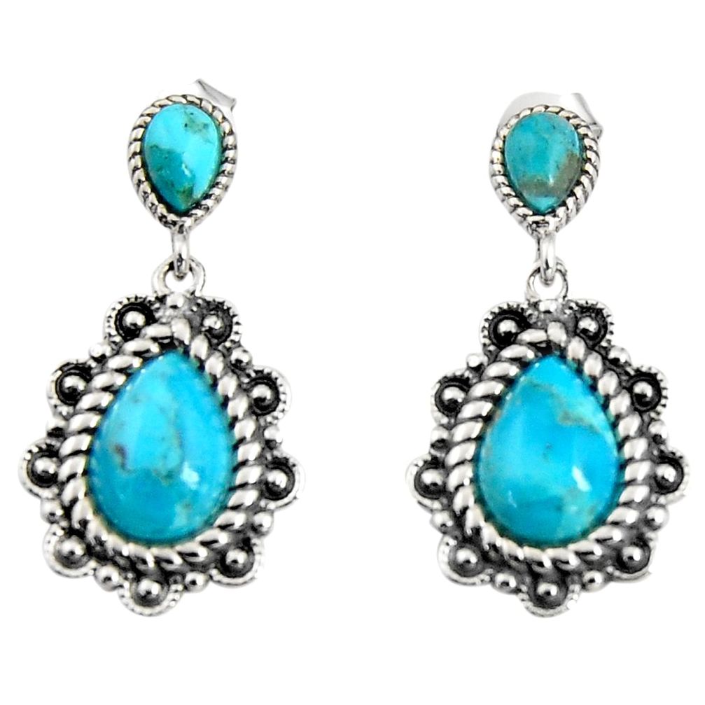 4.64cts southwestern blue arizona mohave turquoise 925 silver earrings c7277