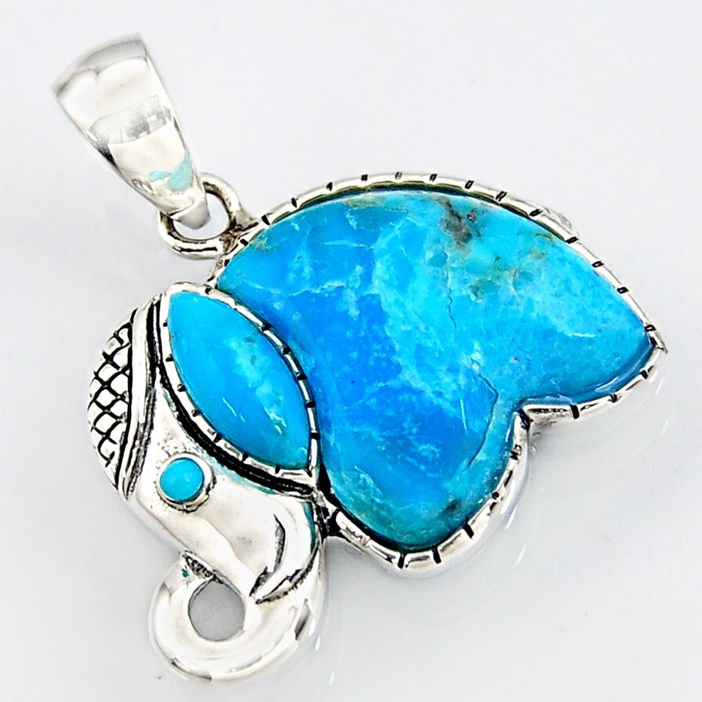 925 silver 5.84cts southwestern blue copper turquoise elephant pendant c5630