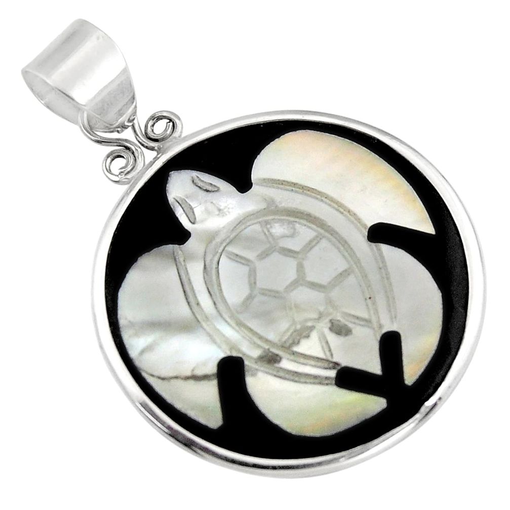 9.74cts natural pink cameo on shell 925 sterling silver turtle pendant c6215