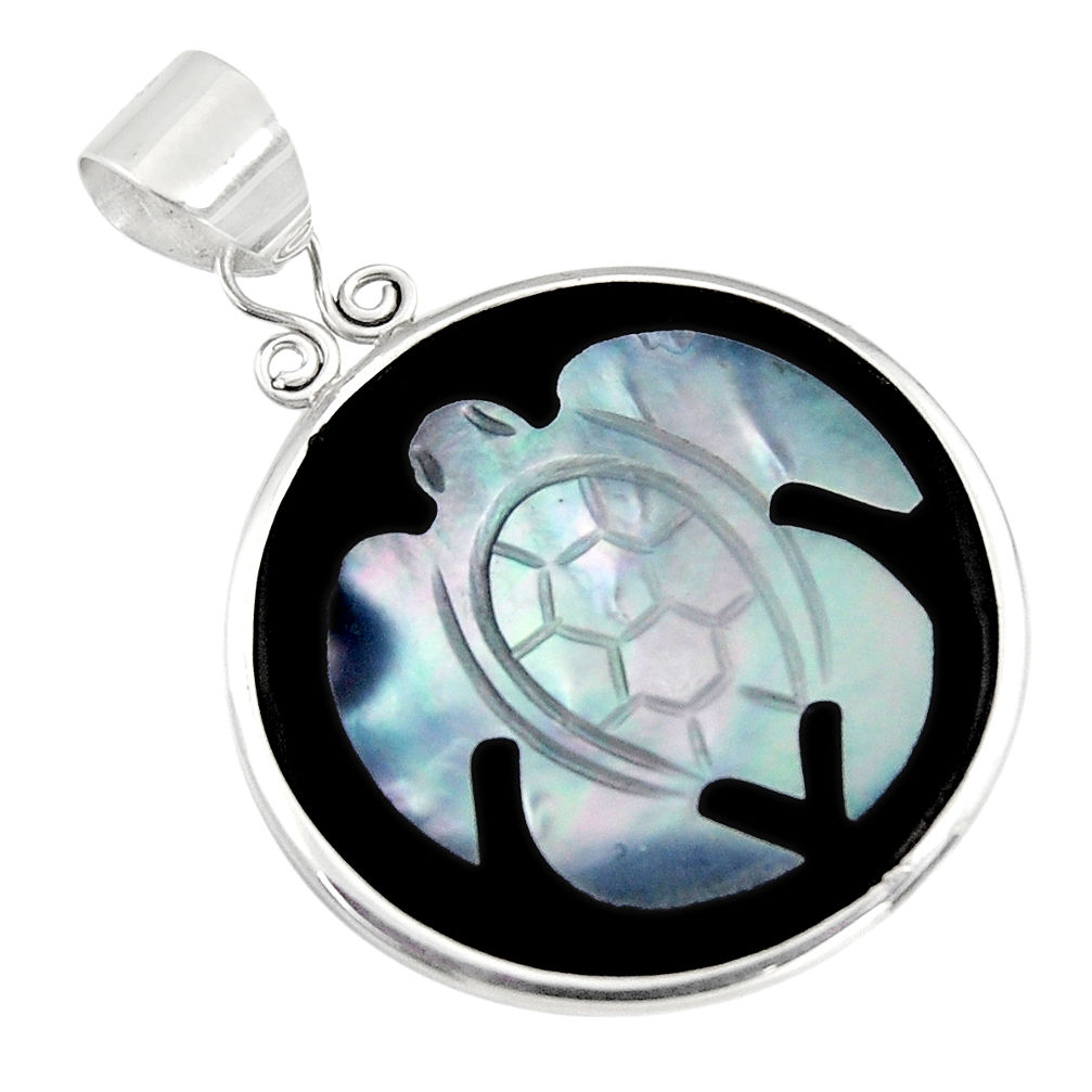 9.72cts natural pink cameo on shell 925 sterling silver turtle pendant c6220