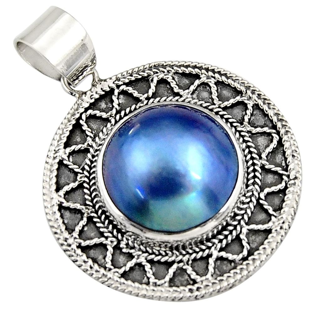 14.90cts natural titanium pearl 925 sterling silver pendant jewelry c6256