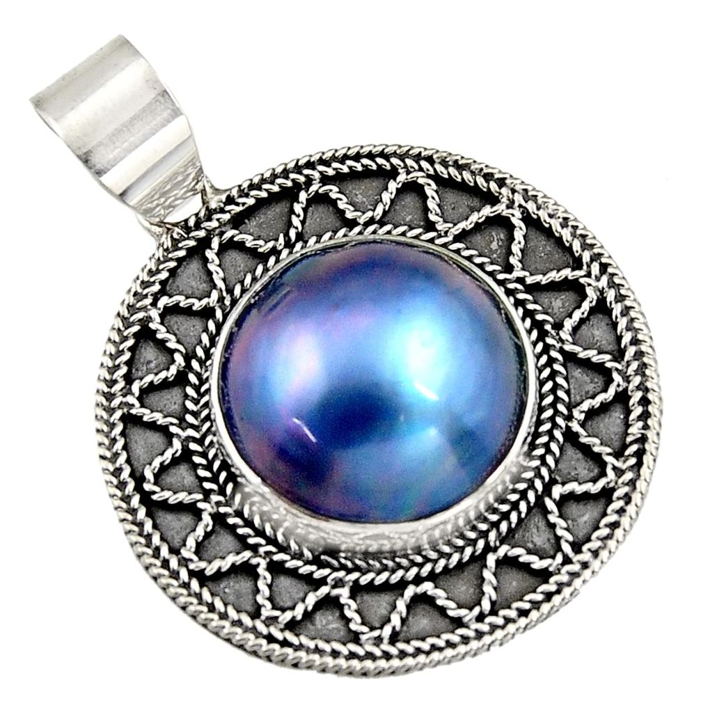 925 sterling silver 14.90cts natural titanium pearl pendant jewelry c6260