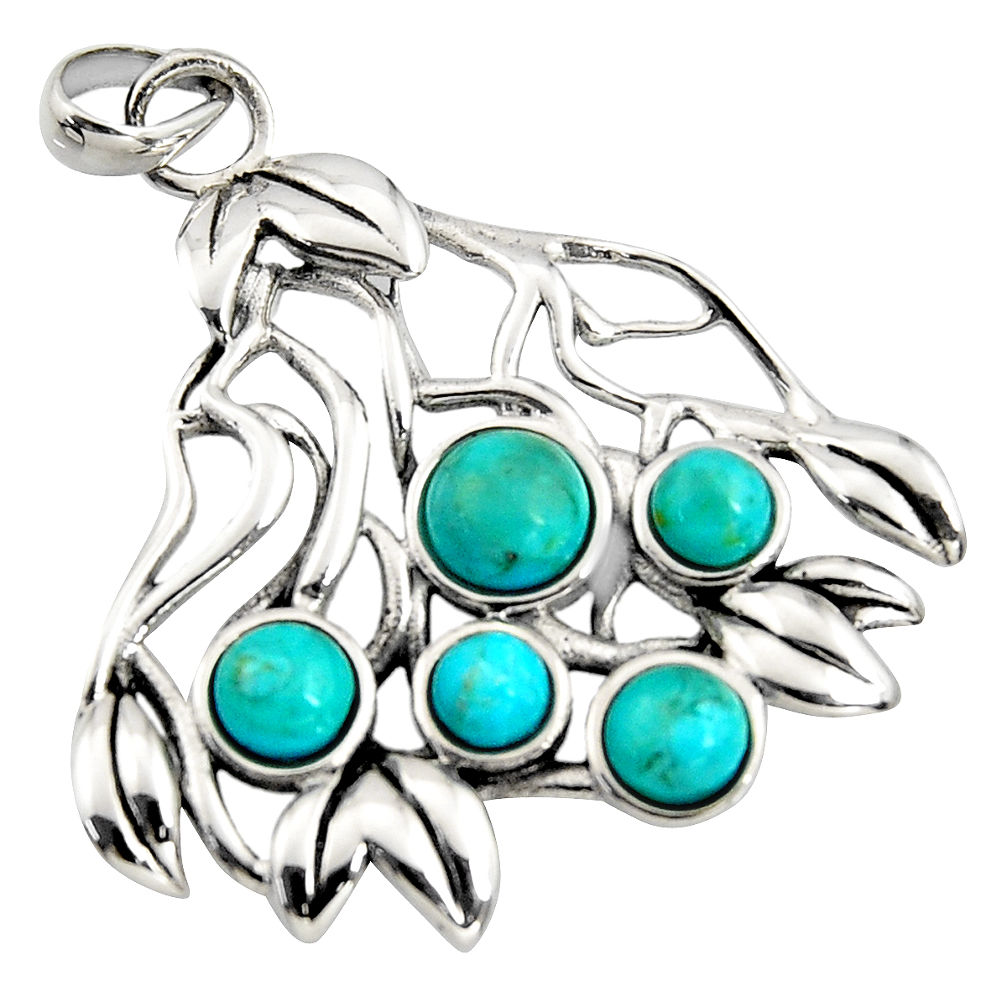 925 sterling silver 3.31cts blue arizona mohave turquoise pendant jewelry c7220