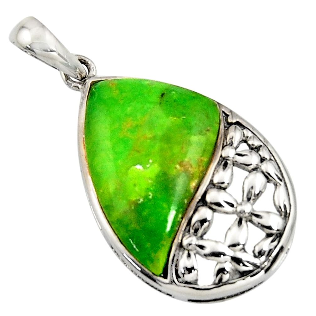 4.34cts southwestern green copper turquoise 925 sterling silver pendant c7226