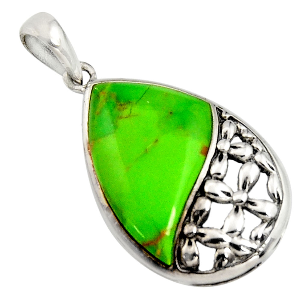 4.34cts southwestern green copper turquoise 925 sterling silver pendant c7228
