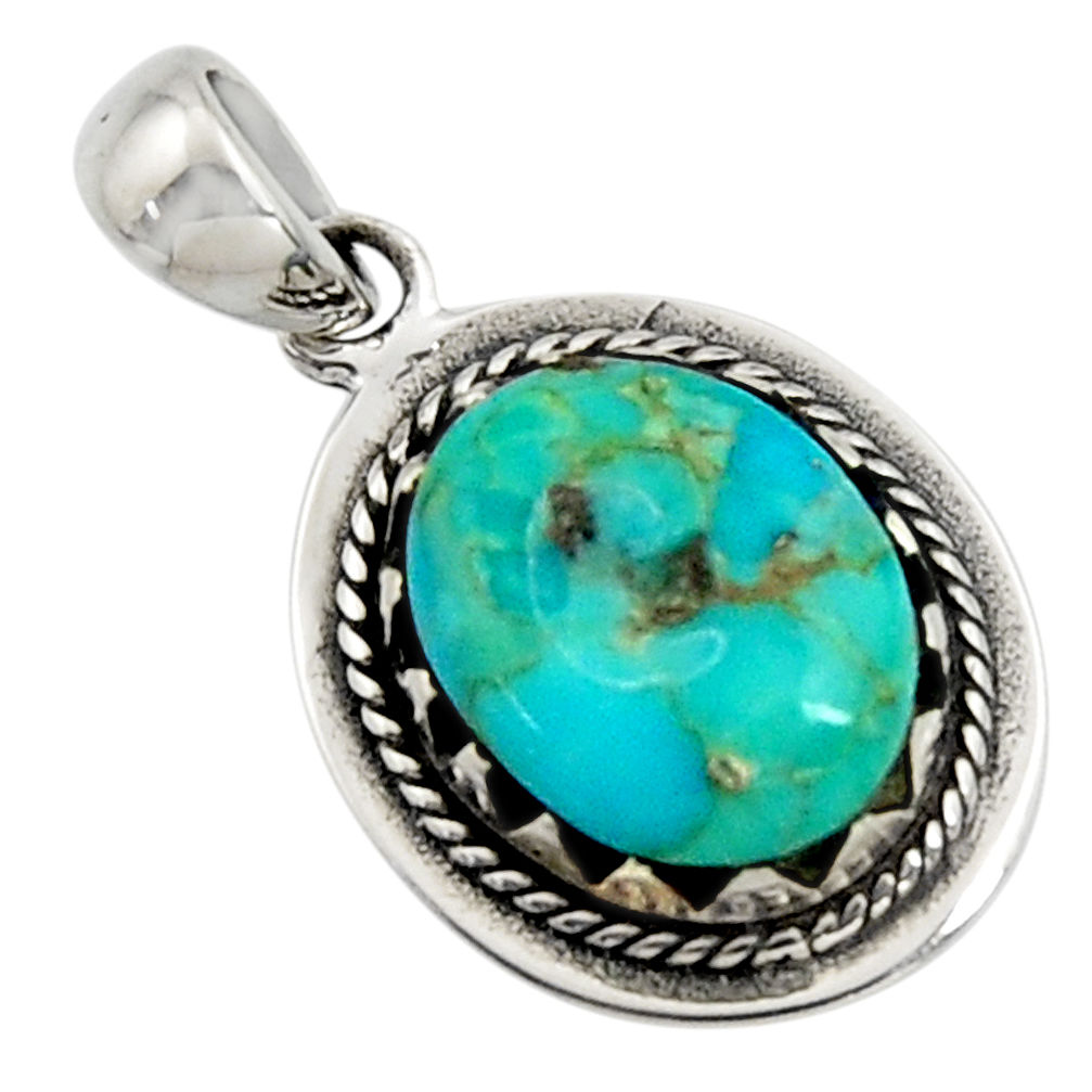 3.76cts green arizona mohave turquoise 925 sterling silver pendant jewelry c7600