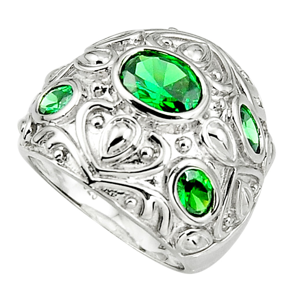 7.73cts green emerald (lab) 925 sterling silver ring jewelry size 8.5 c5512