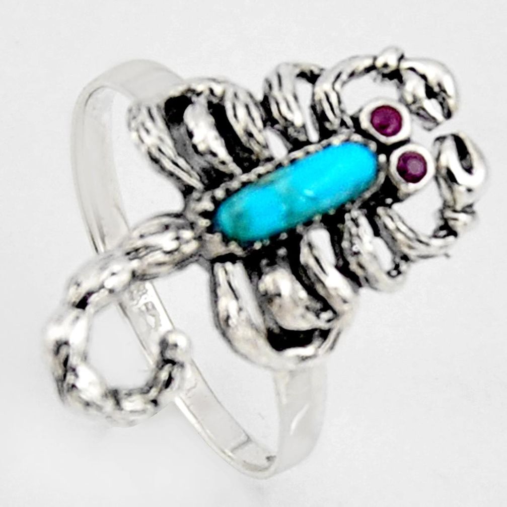 1.70cts southwestern copper turquoise silver scorpion charm ring size 9 c5706