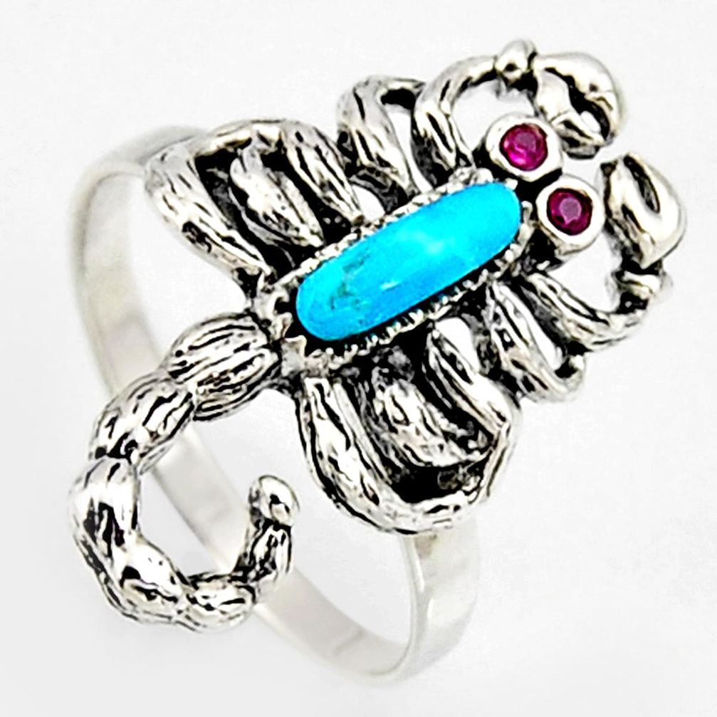 1.61cts southwestern copper turquoise silver scorpion charm ring size 7 c5709