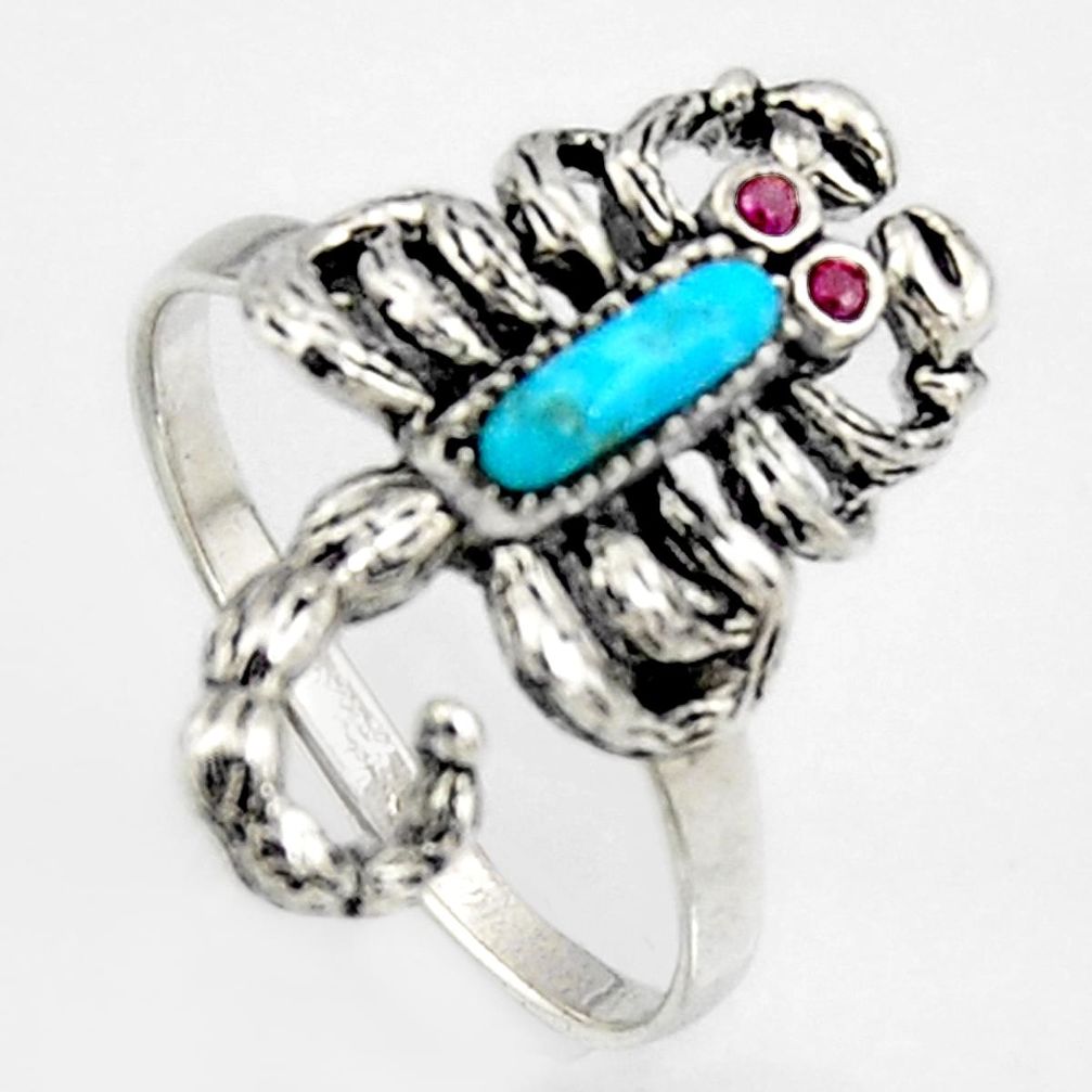 1.79cts southwestern copper turquoise silver scorpion charm ring size 8 c5715