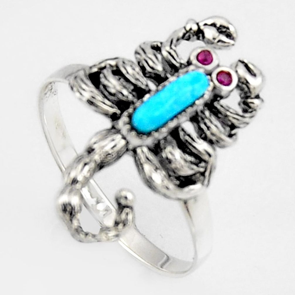 1.79cts southwestern copper turquoise silver scorpion charm ring size 10 c5716