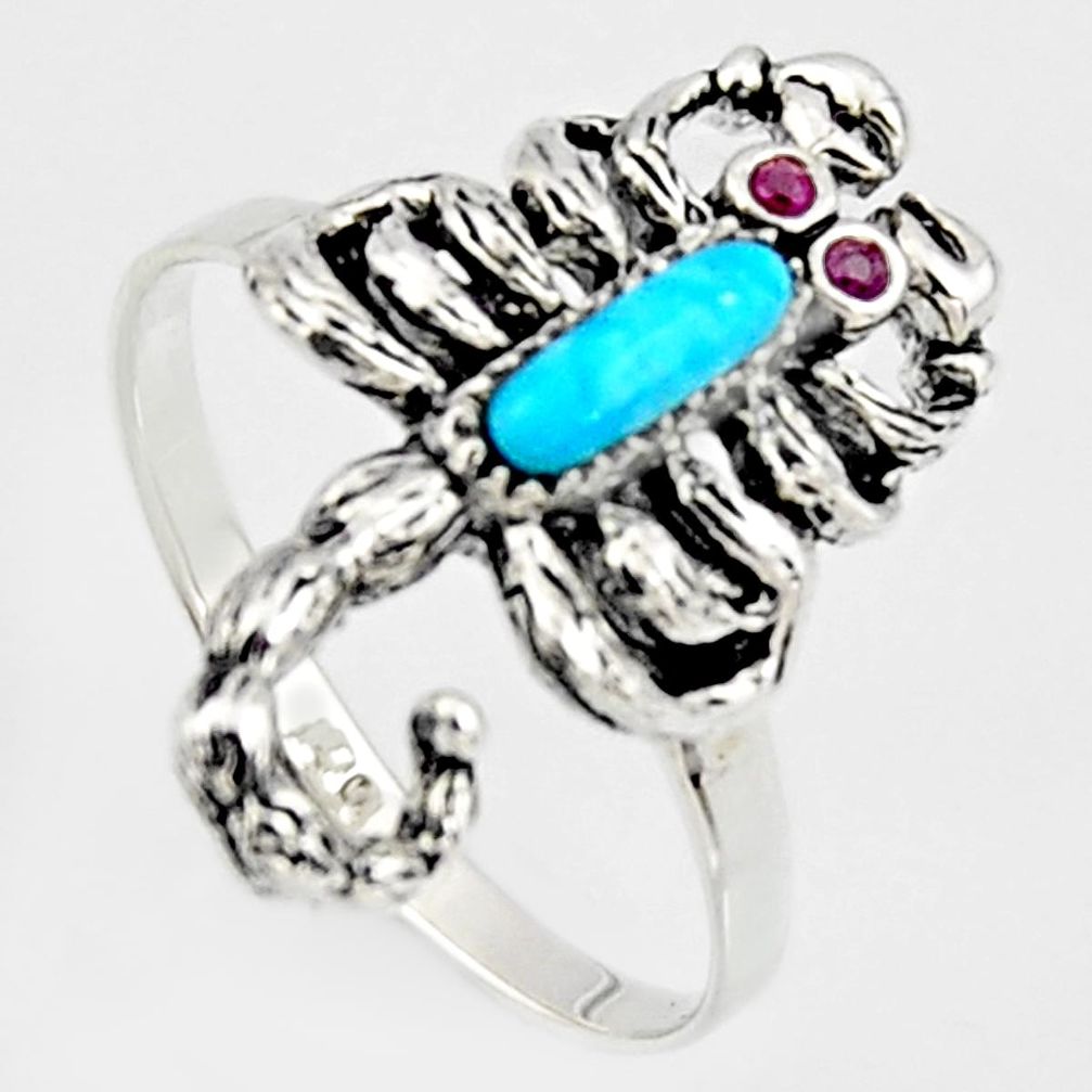 1.79cts southwestern copper turquoise silver scorpion charm ring size 10 c5737