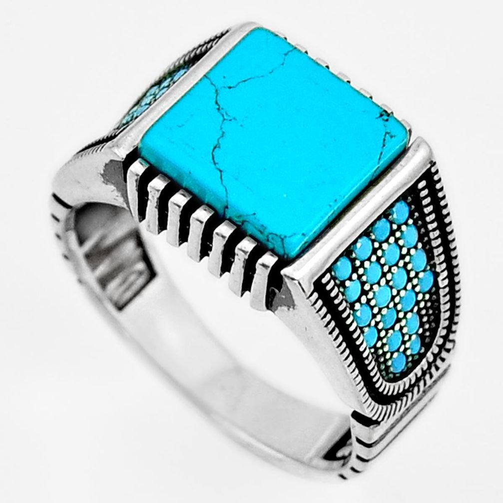 5.62cts fine blue turquoise 925 sterling silver mens ring jewelry size 9.5 c6004