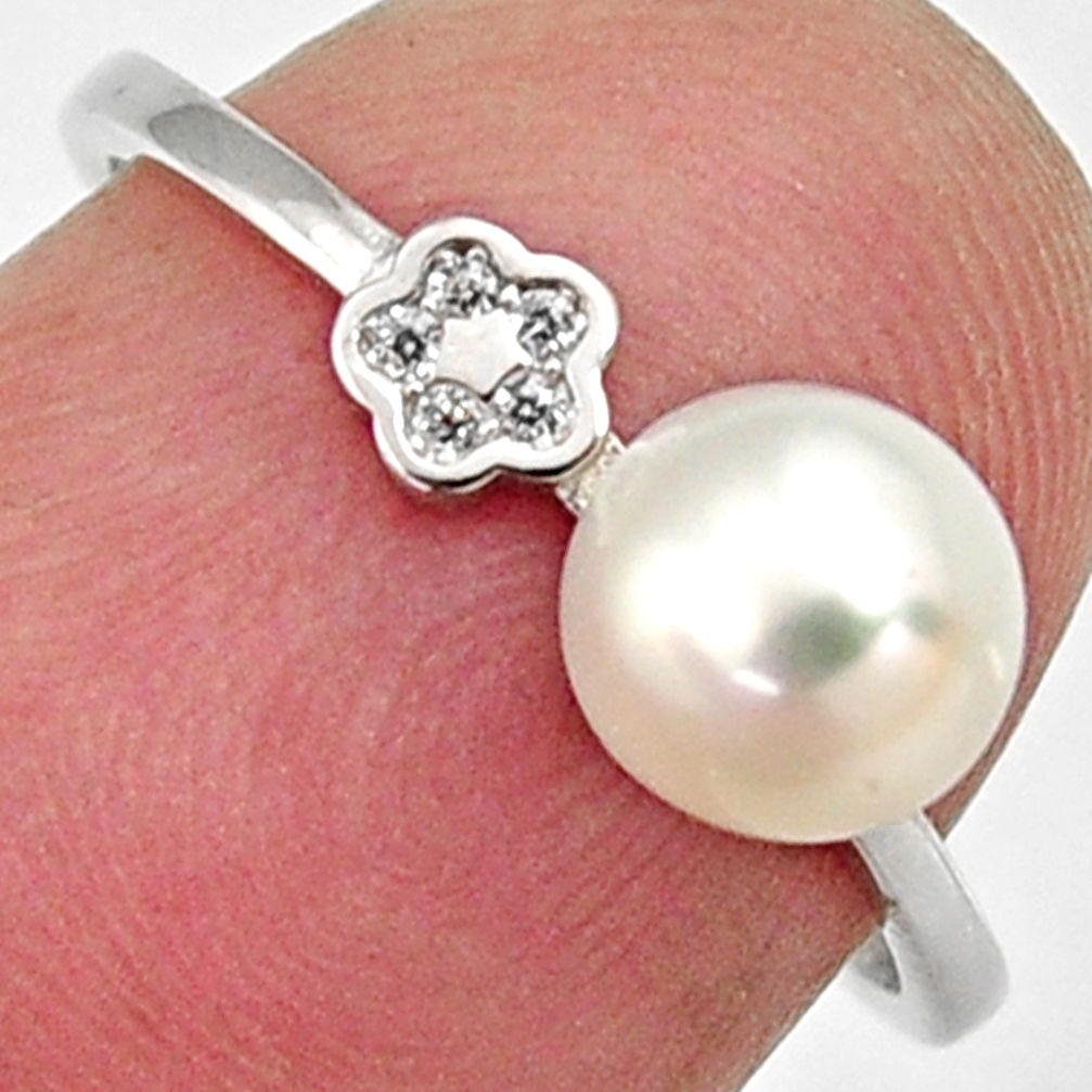 1.71cts natural white pearl topaz 925 sterling silver ring size 6.5 c6412