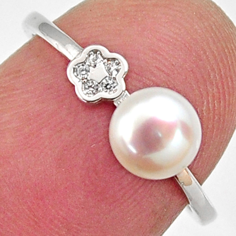 1.77cts natural white pearl topaz 925 sterling silver ring size 6.5 c6413