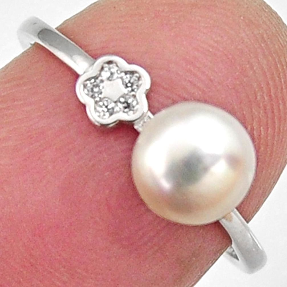 925 sterling silver 1.71cts natural white pearl topaz ring size 6.5 c6414