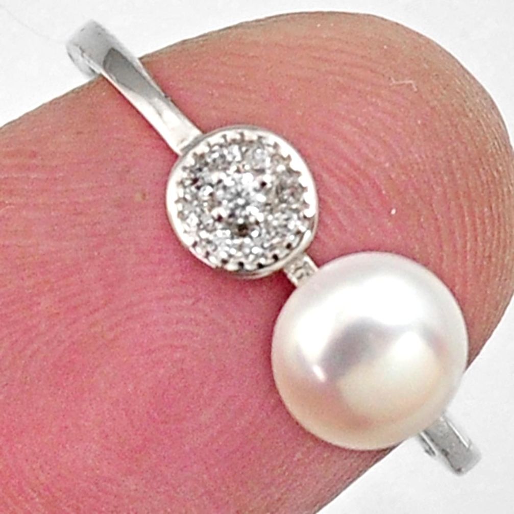 925 sterling silver 1.55cts natural white pearl topaz ring jewelry size 7 c6417