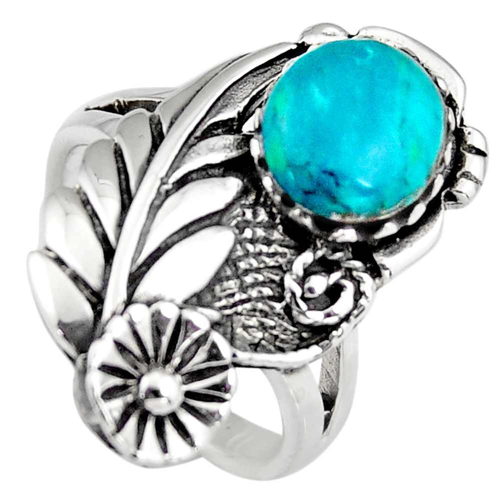 925 sterling silver 3.24cts natural green chrysocolla ring jewelry size 7 c6544