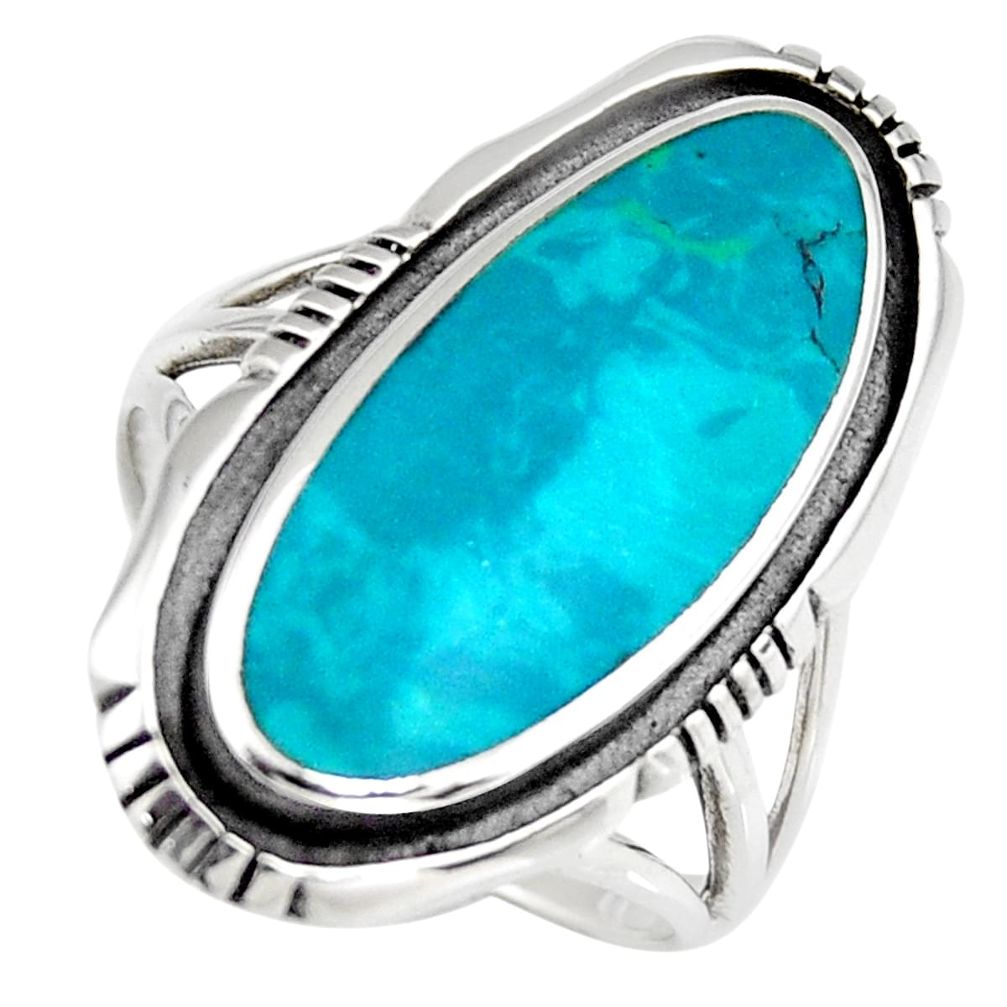 5.48gms green chrysocolla enamel 925 sterling silver ring size 7 c6547