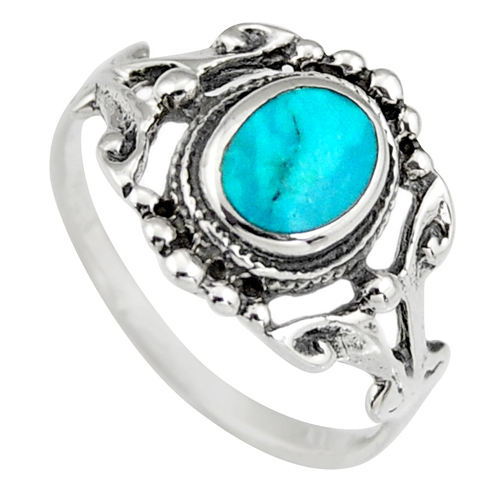 3.02gms green chrysocolla enamel 925 sterling silver ring size 7 c6553