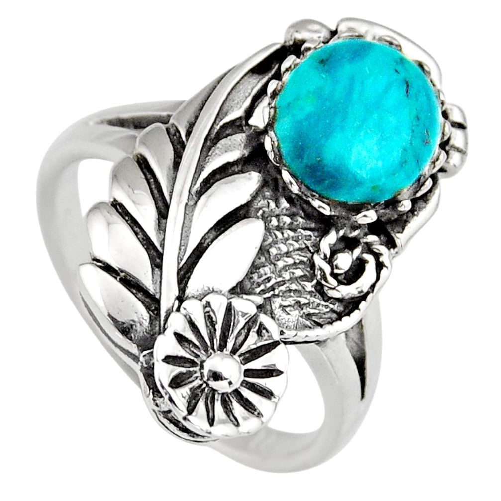 925 sterling silver 3.13cts natural green chrysocolla ring jewelry size 9 c6580
