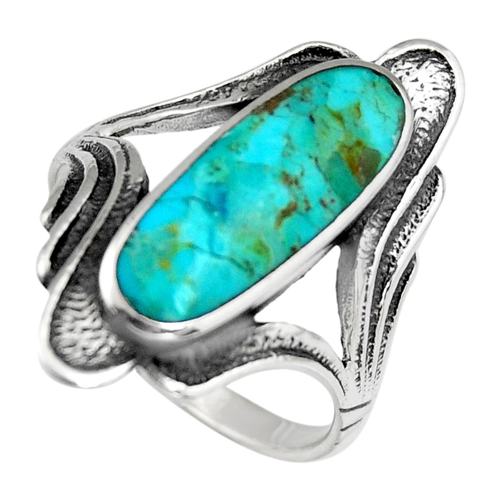 7.25gms blue kingman turquoise enamel 925 silver ring jewelry size 10.5 c6581