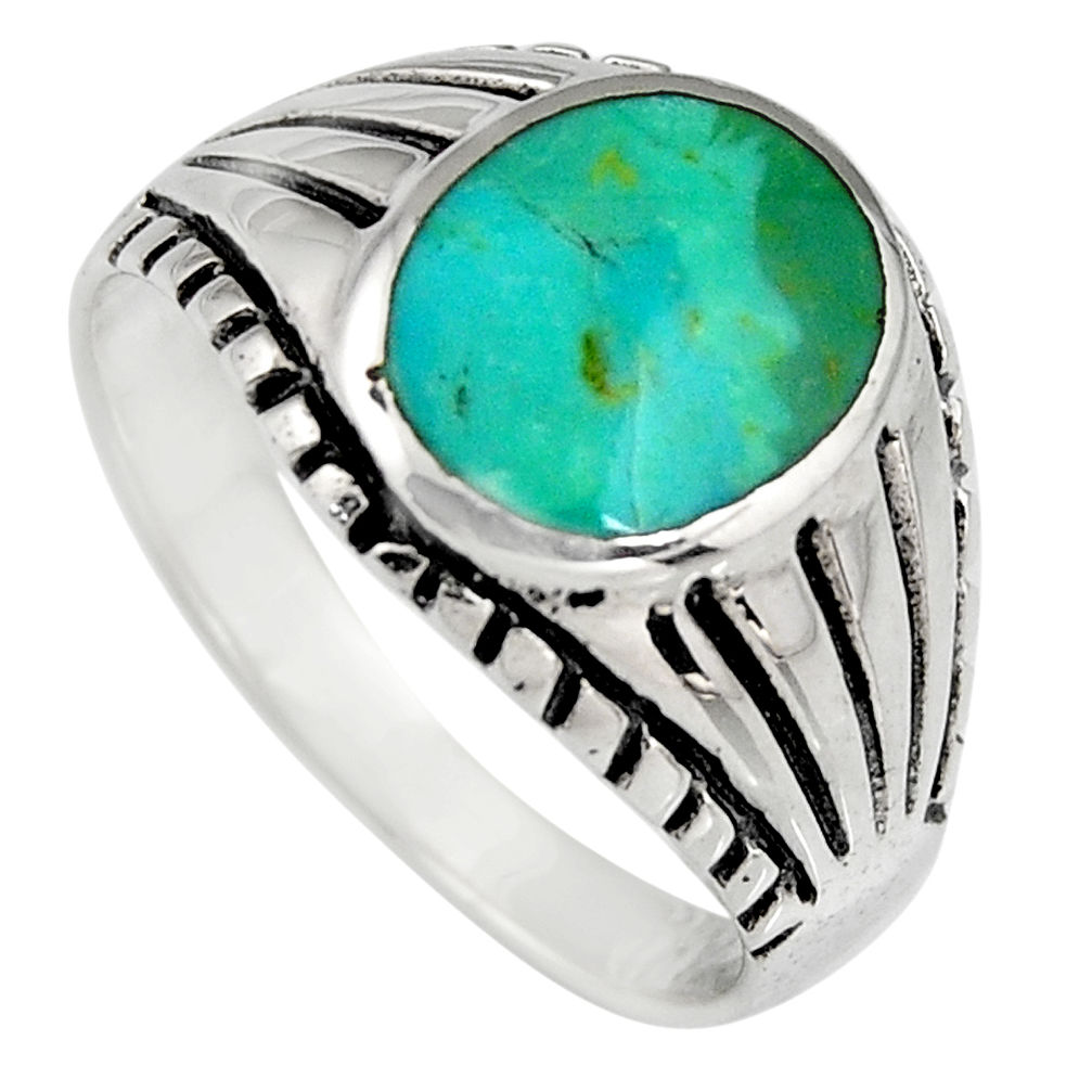 6.69gms green kingman turquoise enamel 925 silver ring jewelry size 9.5 c6598