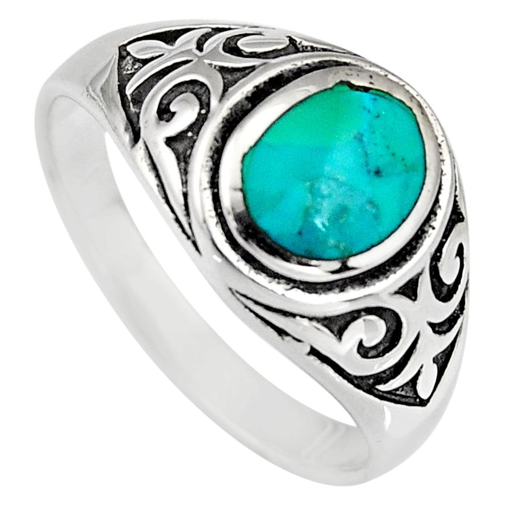 925 sterling silver 6.68gms blue kingman turquoise enamel ring size 11.5 c6620