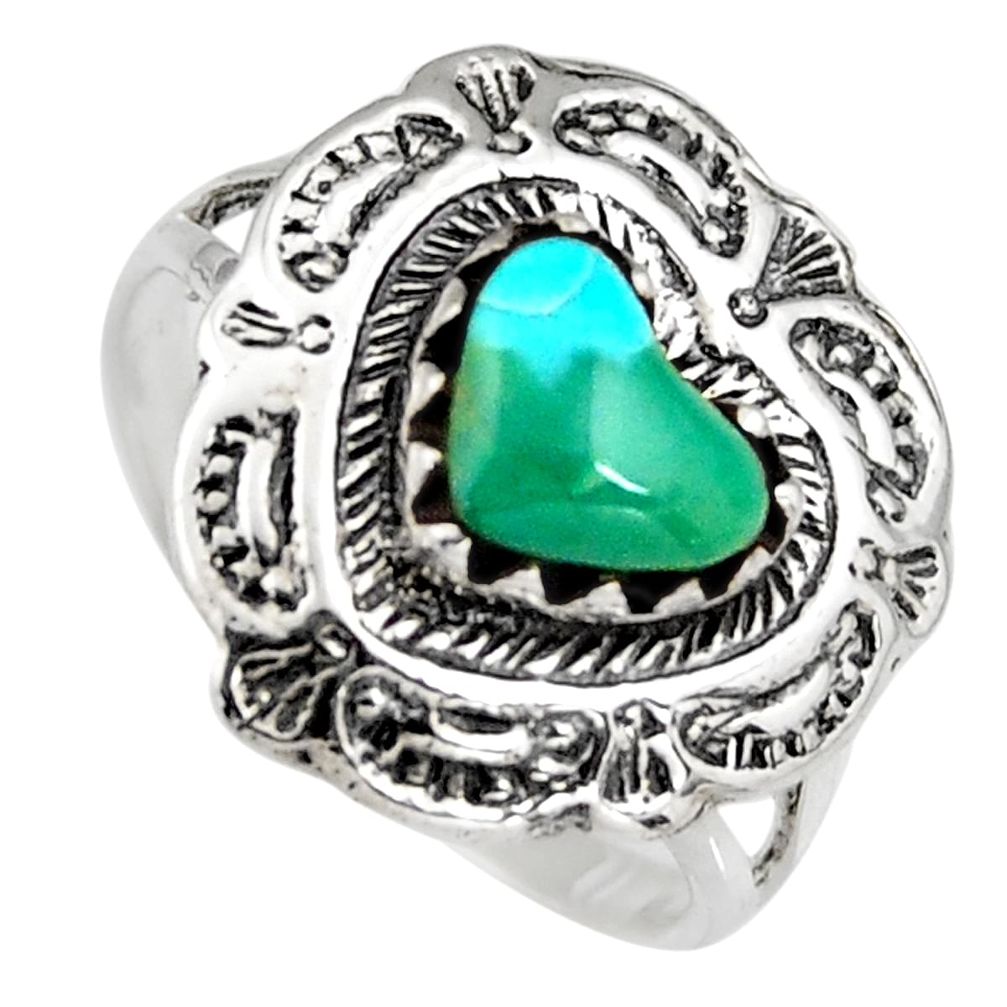 1.62cts natural green kingman turquoise 925 sterling silver ring size 6 c6623