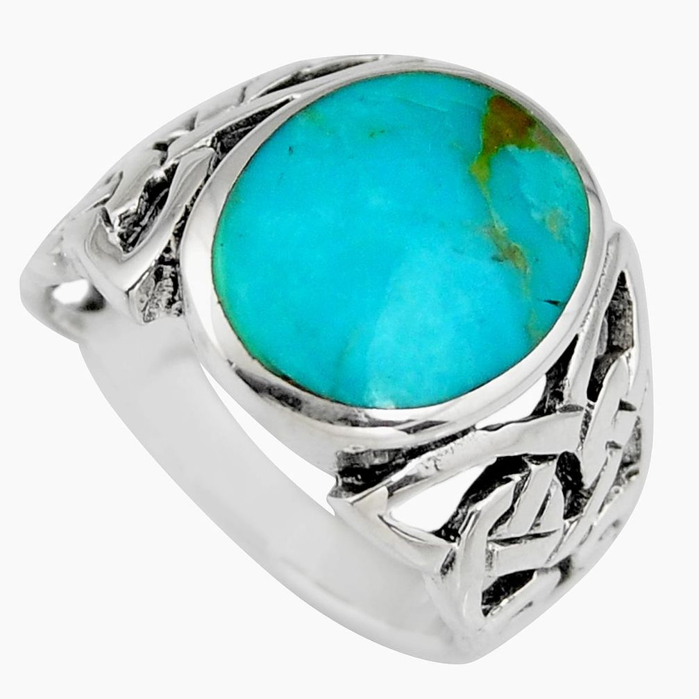 7.69gms green kingman turquoise enamel 925 silver ring size 10 c6626