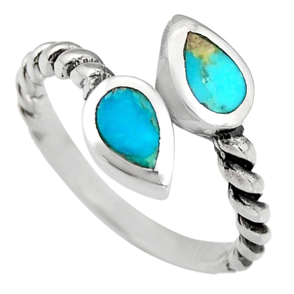 4.02gms green kingman turquoise 925 silver adjustable ring size 8 c6629