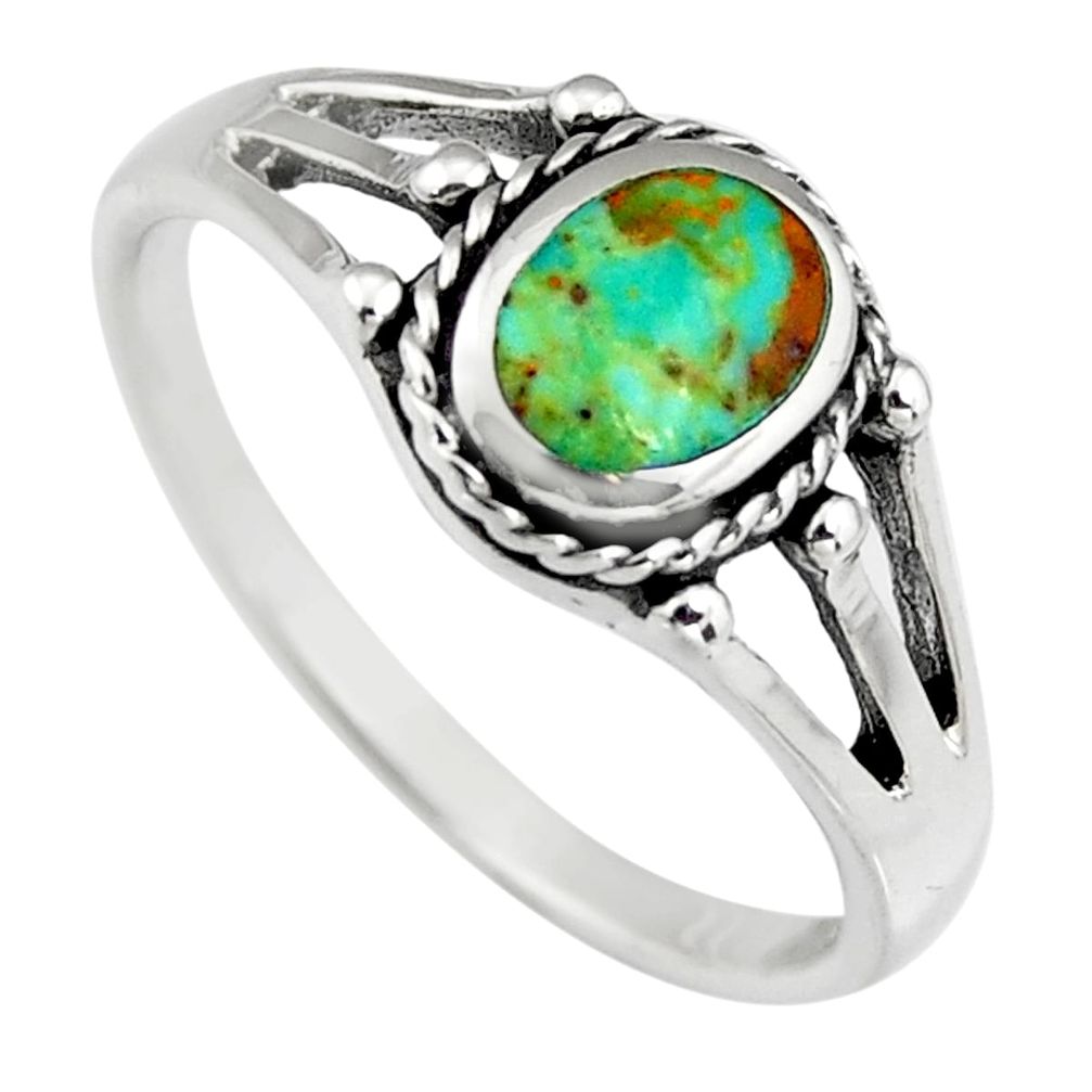 3.26gms green kingman turquoise enamel 925 silver ring size 9 c6631