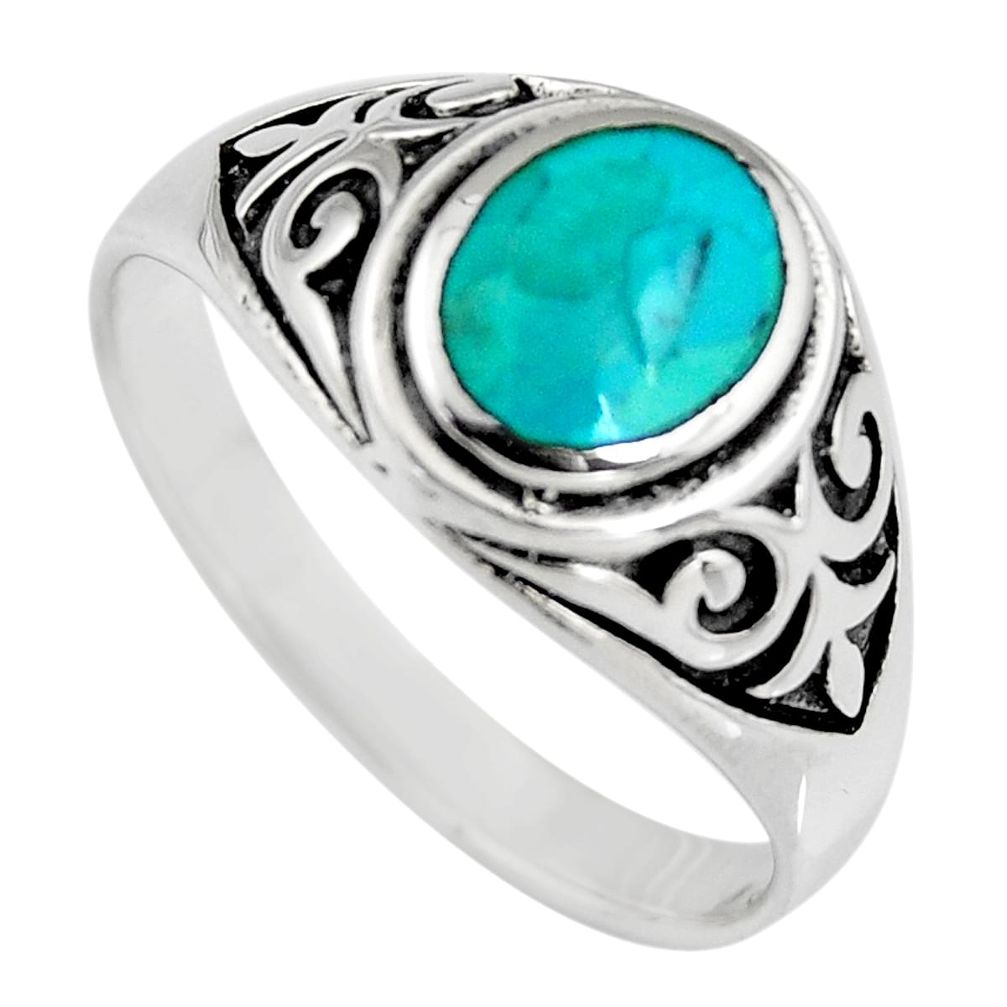 925 silver 7.02gms green kingman turquoise enamel ring size 12.5 c6634