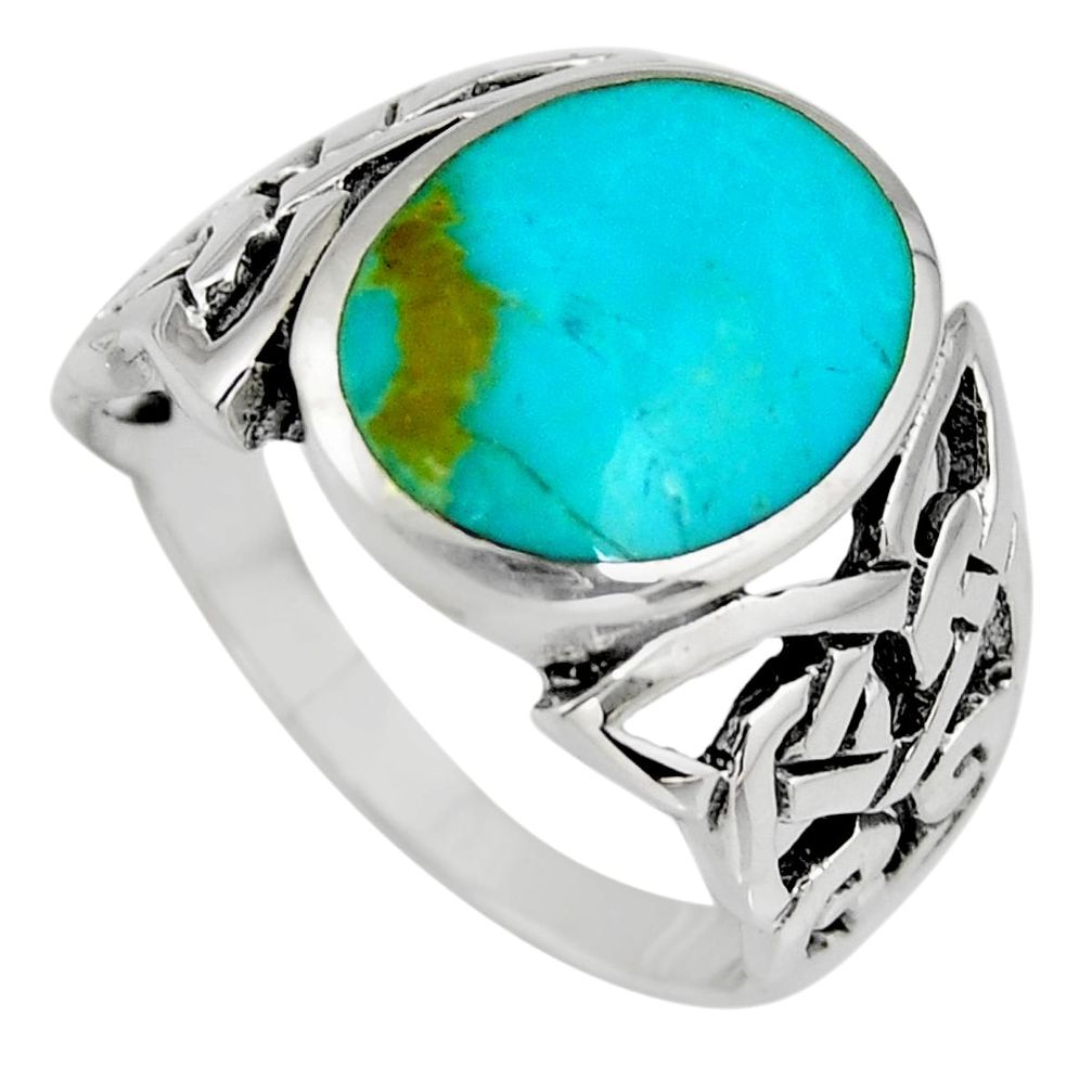 7.89gms green kingman turquoise enamel 925 silver ring jewelry size 12 c6636