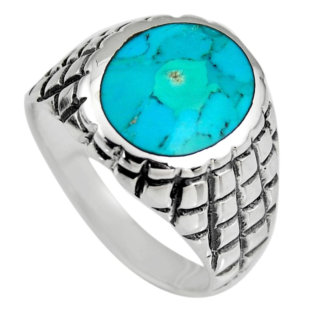 9.26gms green kingman turquoise enamel 925 silver ring size 11.5 c6637