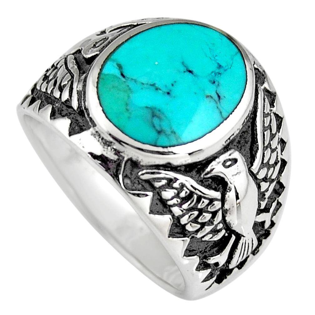 8.26gms green kingman turquoise enamel 925 silver ring jewelry size 9 c6640