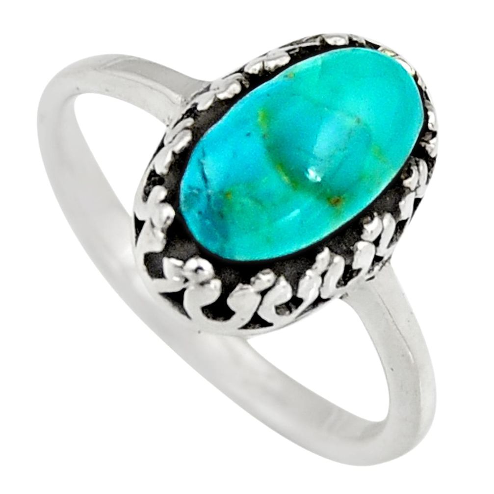 2.72cts natural green kingman turquoise 925 sterling silver ring size 7 c6641