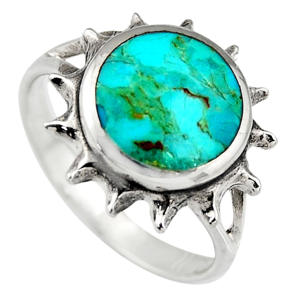 5.02gms green kingman turquoise enamel 925 silver ring jewelry size 9 c6654