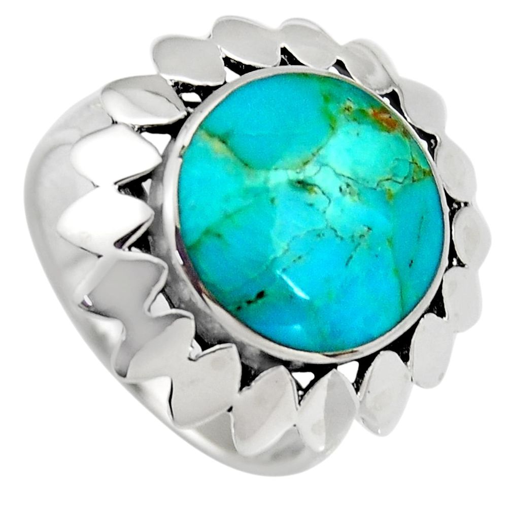 925 sterling silver 8.70cts natural blue kingman turquoise ring size 9.5 c6665