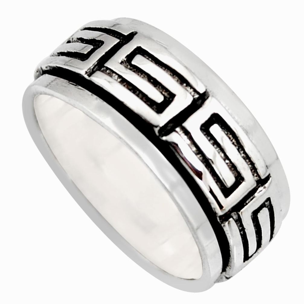 8.76gms meditation ring solid 925 silver spinner band ring size 8.5 c6685