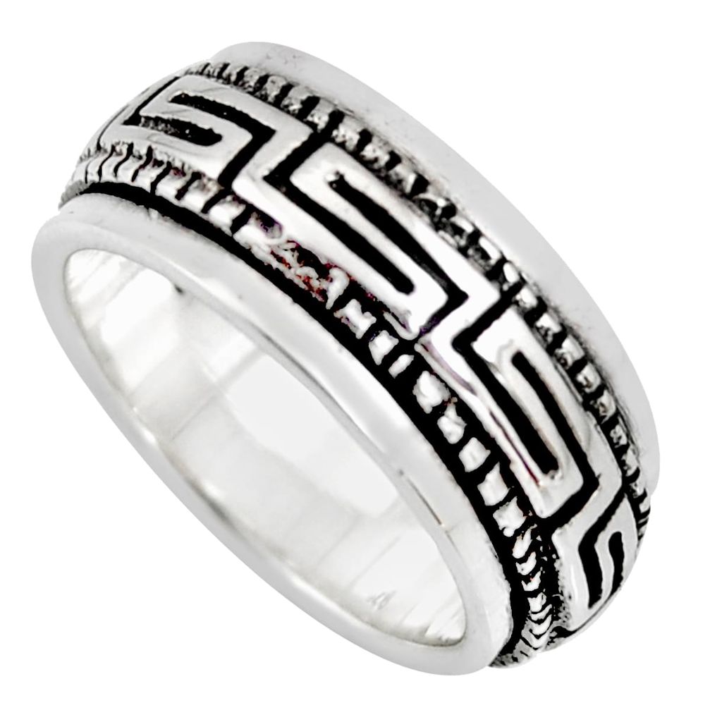 8.05gms meditation ring solid 925 silver spinner band ring size 5.5 c6690