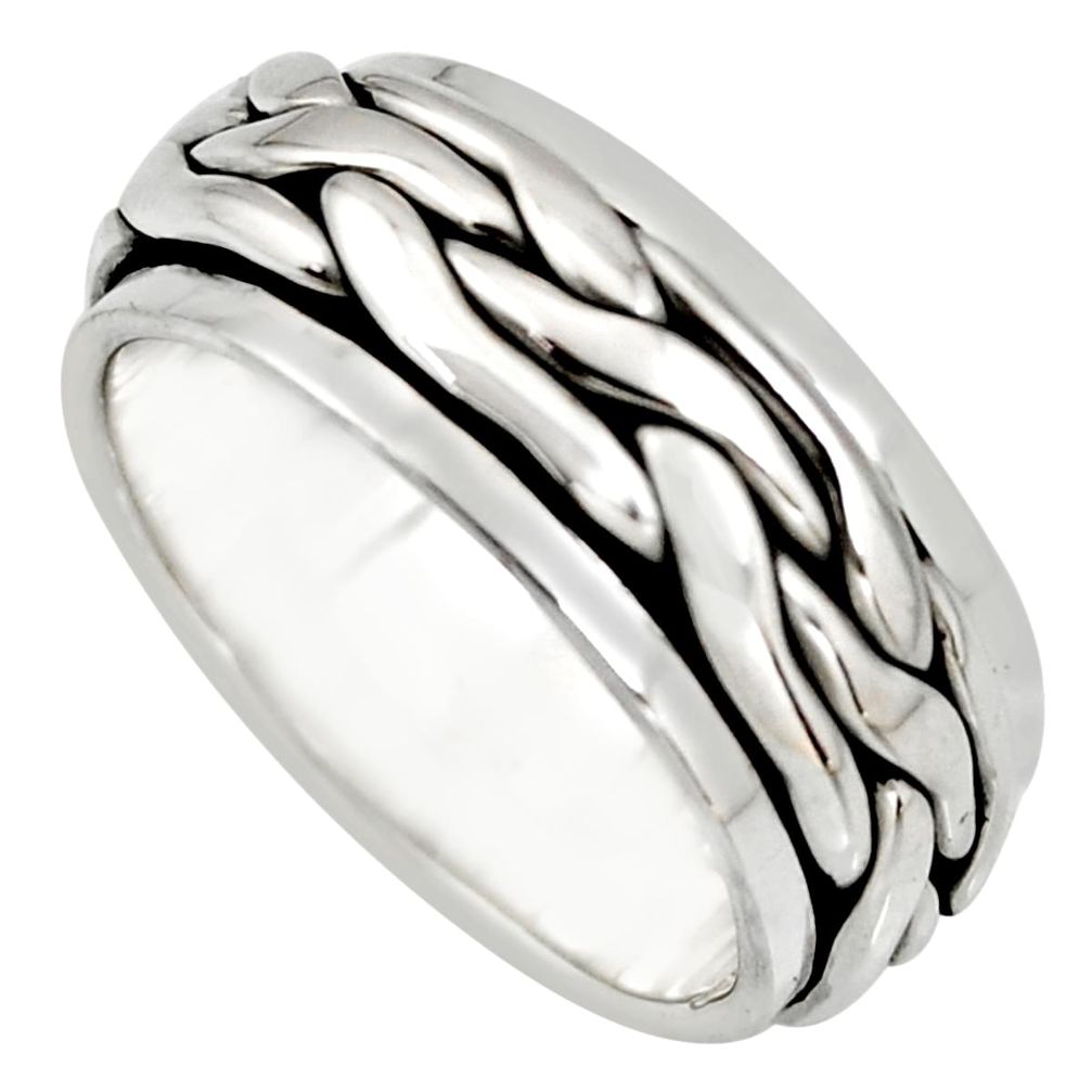 925 silver 8.32gms meditation ring solid spinner band ring size 8 c6693