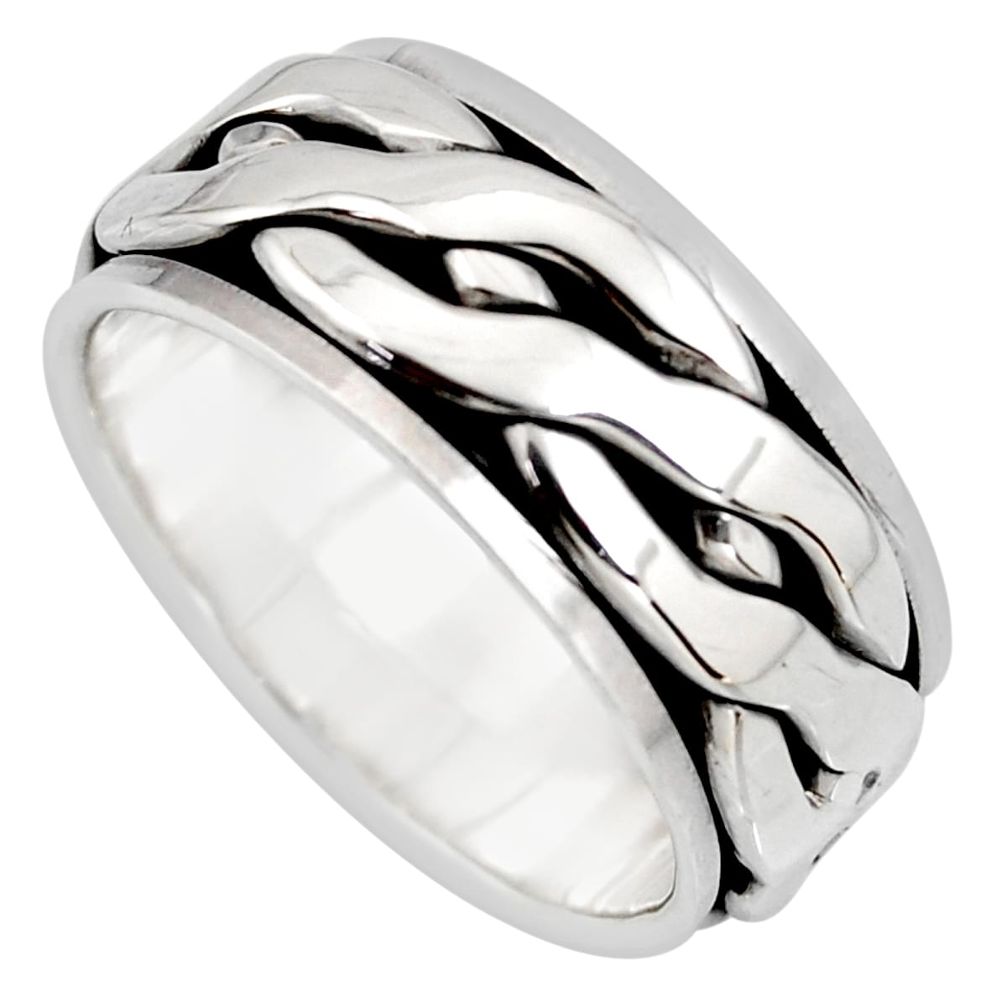 11.72gms meditation ring solid silver spinner band ring size 10.5 c6696