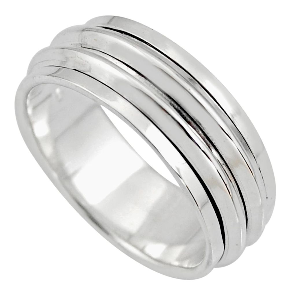 925 silver 7.66gms meditation ring solid spinner band ring size 9.5 c6699