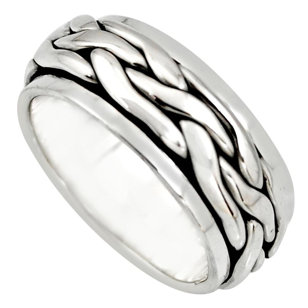 9.47gms meditation ring 925 silver spinner band ring size 8.5 c6710
