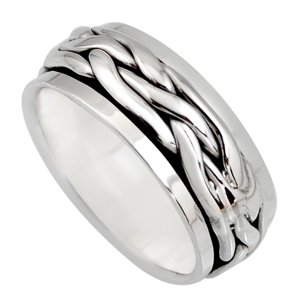 8.29gms meditation ring 925 silver spinner band ring size 7.5 c6712