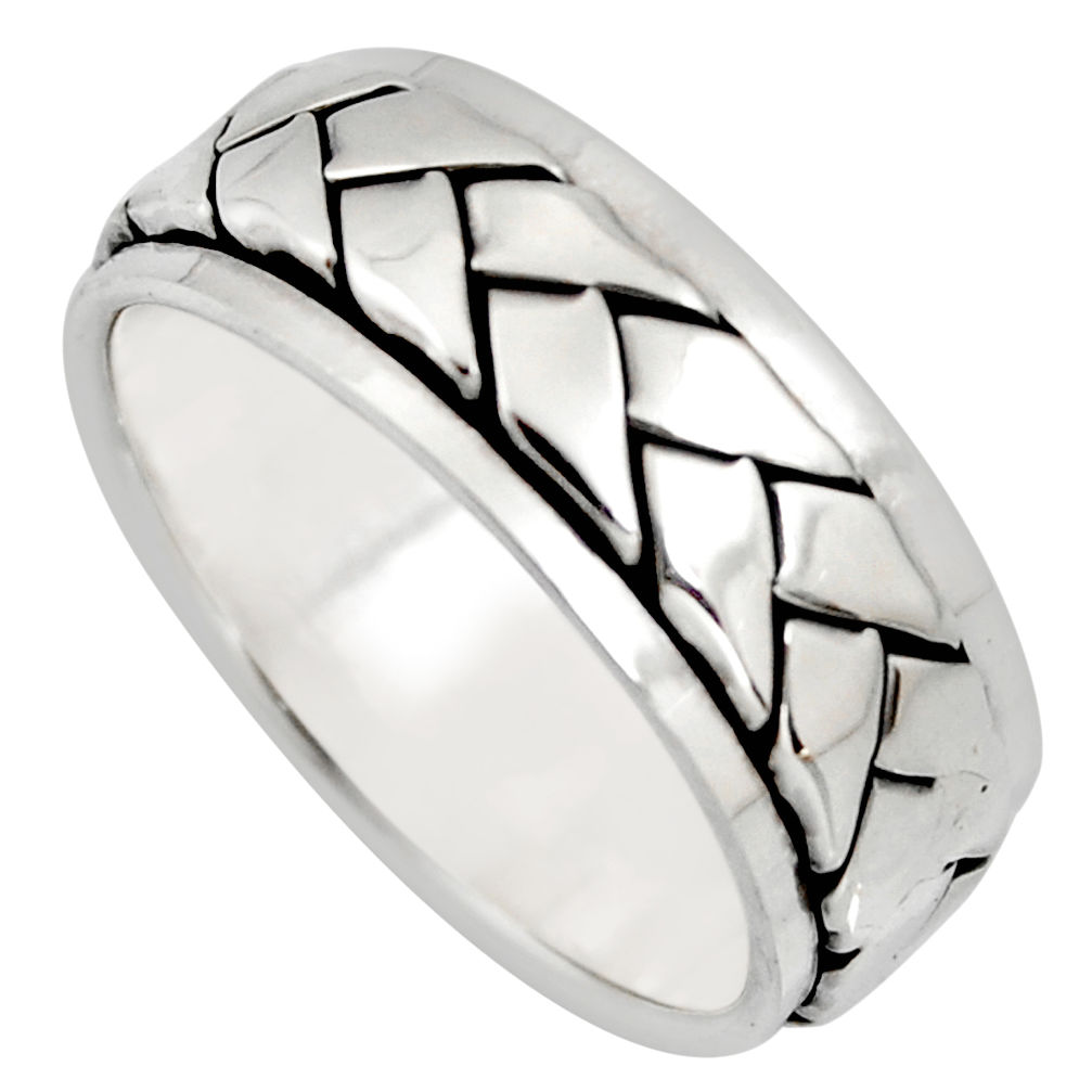 7.84gms meditation wish spinner band 925 silver spinner ring size 8.5 c6726