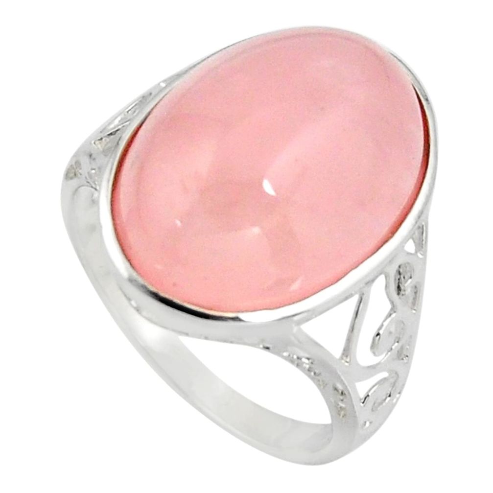 12.58cts natural pink rose quartz 925 silver solitaire ring jewelry size 9 c6749