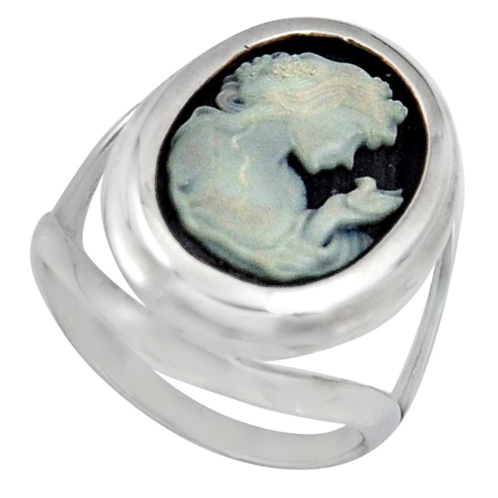 6.36cts white lady bird cameo 925 sterling silver ring jewelry size 8 c6778