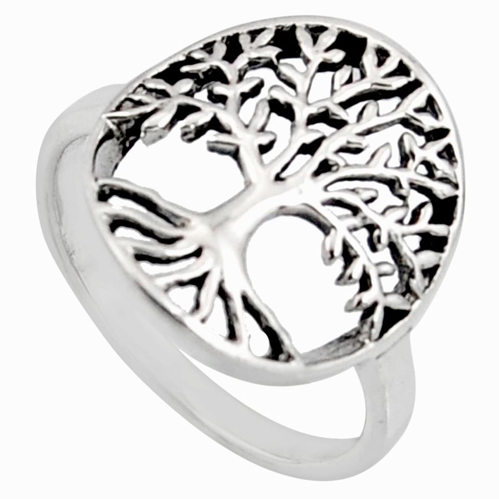 3.02gms indonesian bali style solid 925 silver tree of life ring size 7 c6967